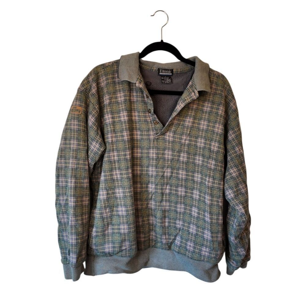 Vintage Etonic Green Plaid Gore Windstopper Size L